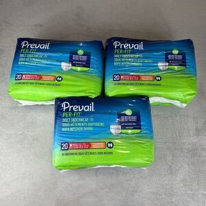 Prevail Per-Fit Adult Unisex Underwear Medium 3 Bags Of 20 (60 Ct) New Sealed